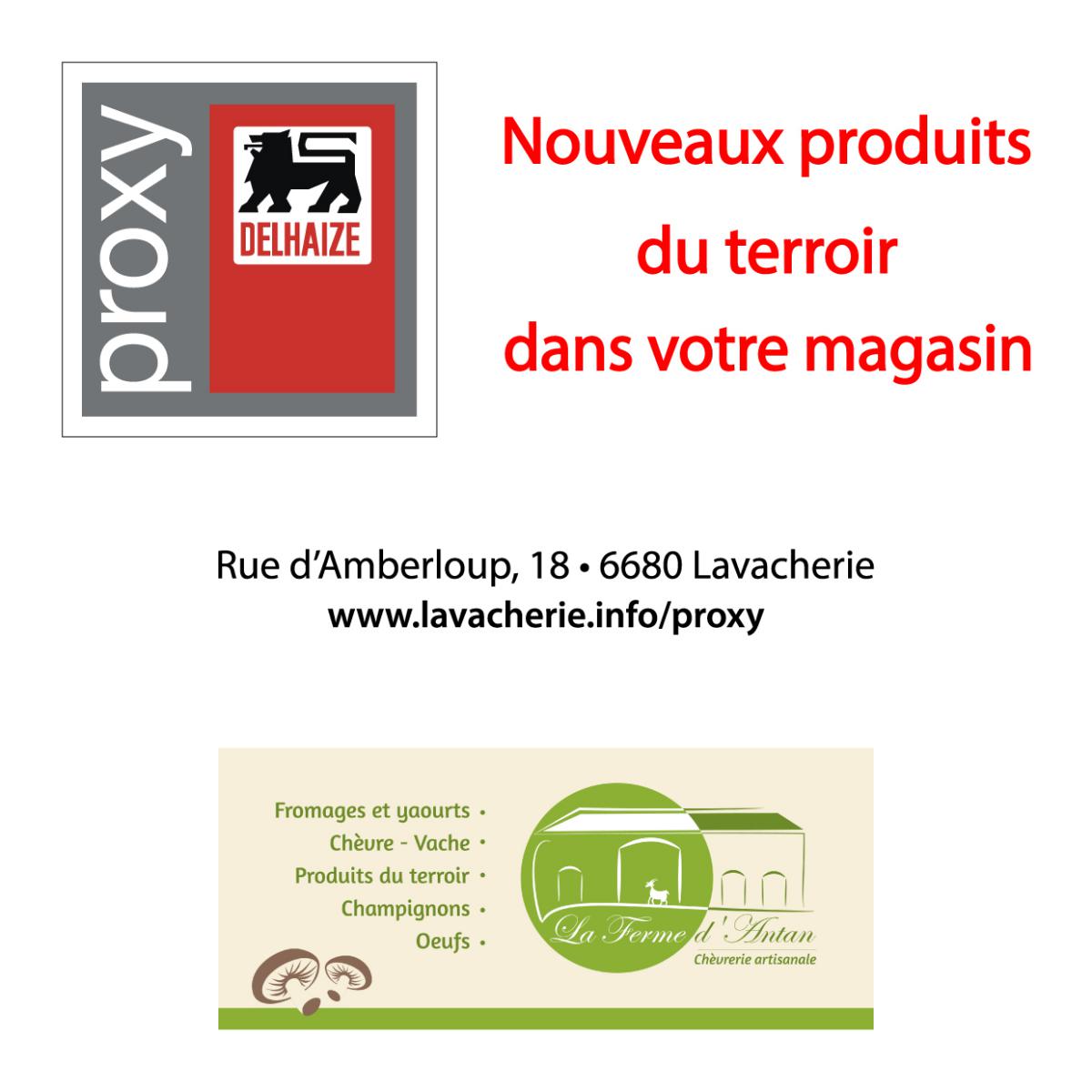 Proxy Delhaize, distribution des produits de la Ferme d'Antan